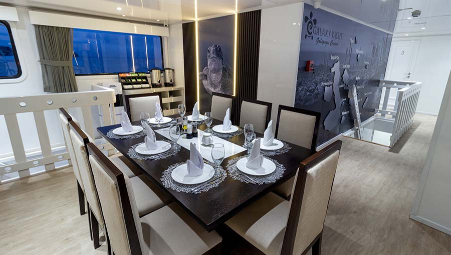 dining room space galaxy cruise to Galapagos